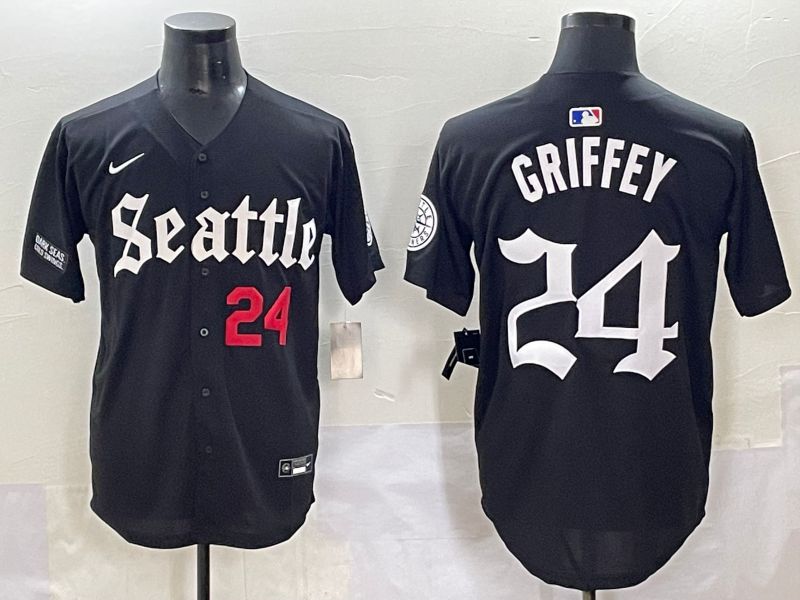 Men 2025 Seattle Mariners #24 Griffey Black Five generations Joint Name Nike MLB Jersey style 7->seattle mariners->MLB Jersey